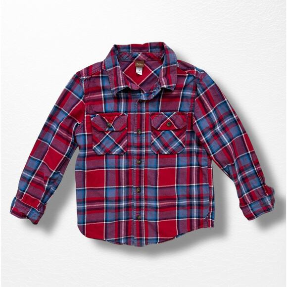 Tea Collection Red and Blue Flannel Shirt, Size 8 - Picture 1 of 7